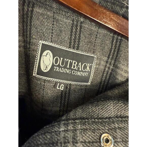 Outback Trading Company Shirt Mens Large‎ Gray Plaid Clyde Big Western Button Up - Picture 4 of 6